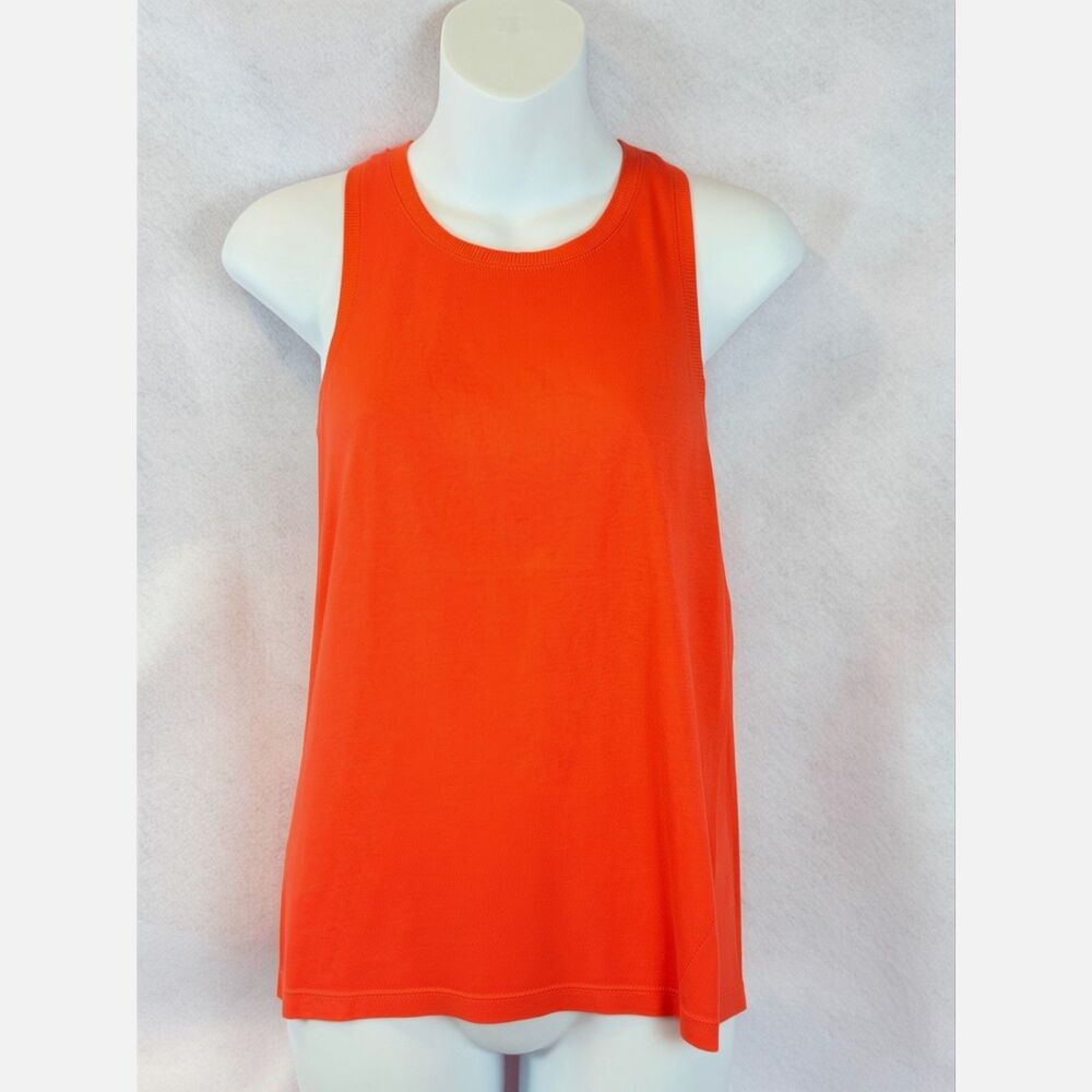 ANTHROPOLOGIE Daily Practice Twist Halter Tank XS Orange Pima Cotton Soft